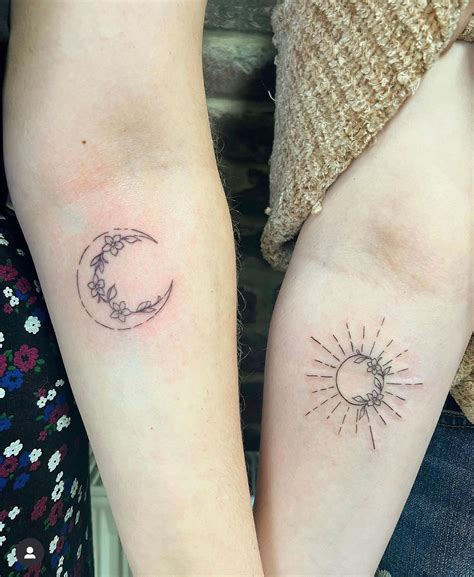 throuple tattoo|sun and moon couple tattoos.